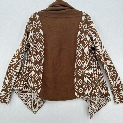 Patagonia Sweater Womens Small Cardigan Brown Beige Open Aztec Lambswool Western