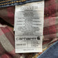 Carhartt Flannel Lined Jeans Women 12 Relaxed Fit Straight Blue Denim Plaid Work