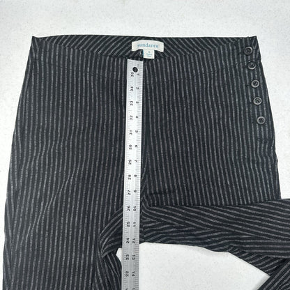 Sundance Pants Womens 6 Black Pinstripe Linen Cotton Coastal Contemporary