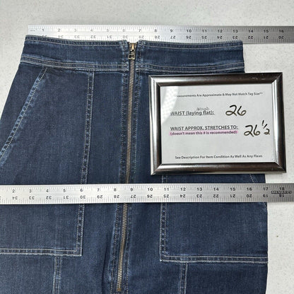 Ramy Brook Skirt Womens 26 Marietta Denim Blue Jean Midi Pencil Zipper Slit EUC