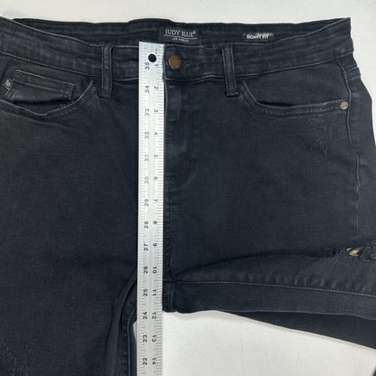 Judy Blue Jeans 13 31 Skinny Black Stretch Denim Leopard Animal Patch Distressed