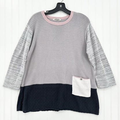 Margaret Winters Sweater Womens Medium Knit Cotton Pocket Mixed Media Boho