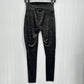 Spanx Leggings Women Velvet Shine Pants Black Gold Metallic Pull On Slimming EUC