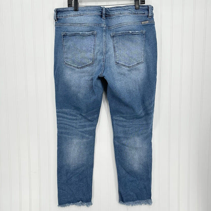 Kancan Jeans Womens 16 Straight Ankle Blue Denim Distressed Fray 90s Grunge