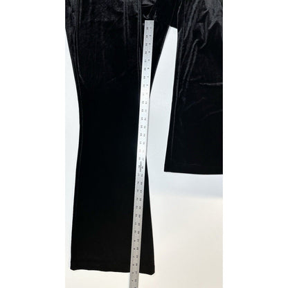Old Navy Velvet Pants Women 2X High Rise Flare Black Pull On Witch Boho Goth NEW