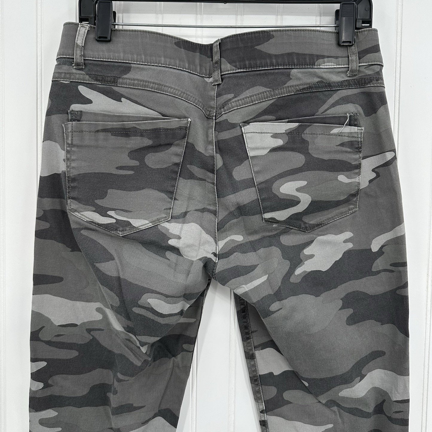 Democracy Jeans Womens 8 Skinny Ab Technology Gray Camo Denim Army Zippers Emo