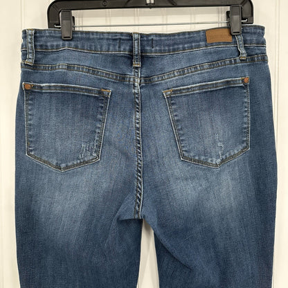 Judy Blue Jeans Womens 32 Relaxed Fit Tapered Leg Blue Stretch Denim Distressed