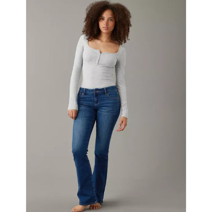 American Eagle Jeans 12 Curvy Lowrise Kick Bootcut Next Level Blue Denim NEW