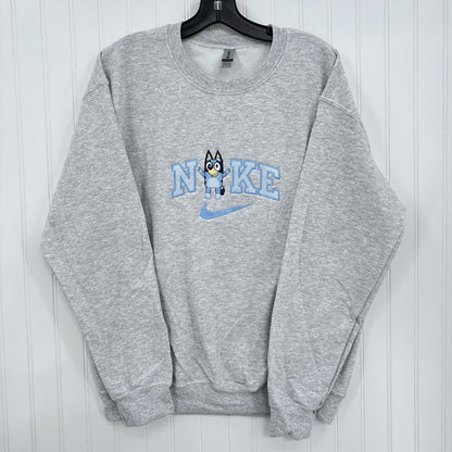 Nike Bluey Sweatshirt Embroidered ADULT Hoodie / Crewneck Unisex Dog Sisters Best Friends Cartoon