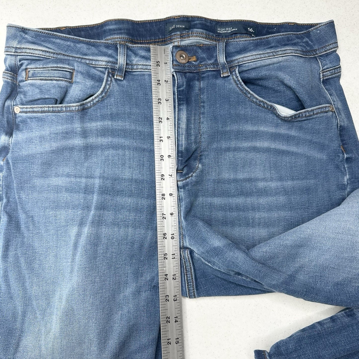J Jill Jeans Womens 16 High Rise Straight Leg Ankle Blue Stretch Denim Comfort