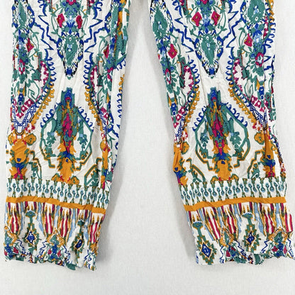 Christian Siriano Pants Womens Medium Straight Leg Pull On Tribal Aztec Beach