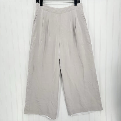 Lafayette 148 Pants Women 12 Petite Silk Wide Leg Light Gray Lined Coastal *Flaw