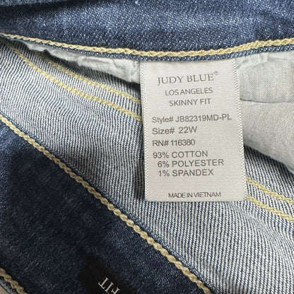 Judy Blue Jeans Womens 22W Skinny High Rise Blue Stretch Denim Button Fly