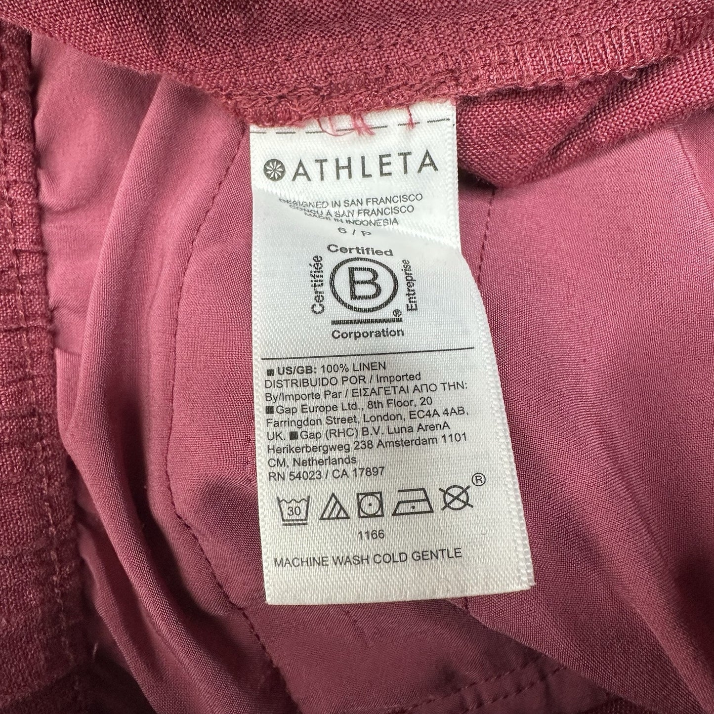 Athleta Pants Womens 6P Retreat Linen Wide Leg Maroon Coastal Beach Lagenlook