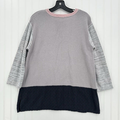 Margaret Winters Sweater Womens Medium Knit Cotton Pocket Mixed Media Boho