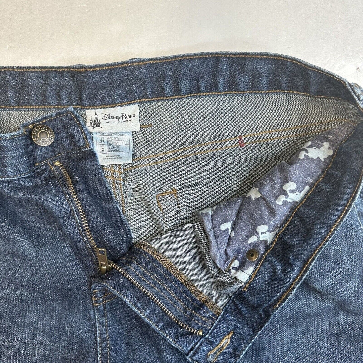 Disney Jeans Womens 12 Bootcut Flare Mickey Mouse Blue Denim Embroidery Cowboy