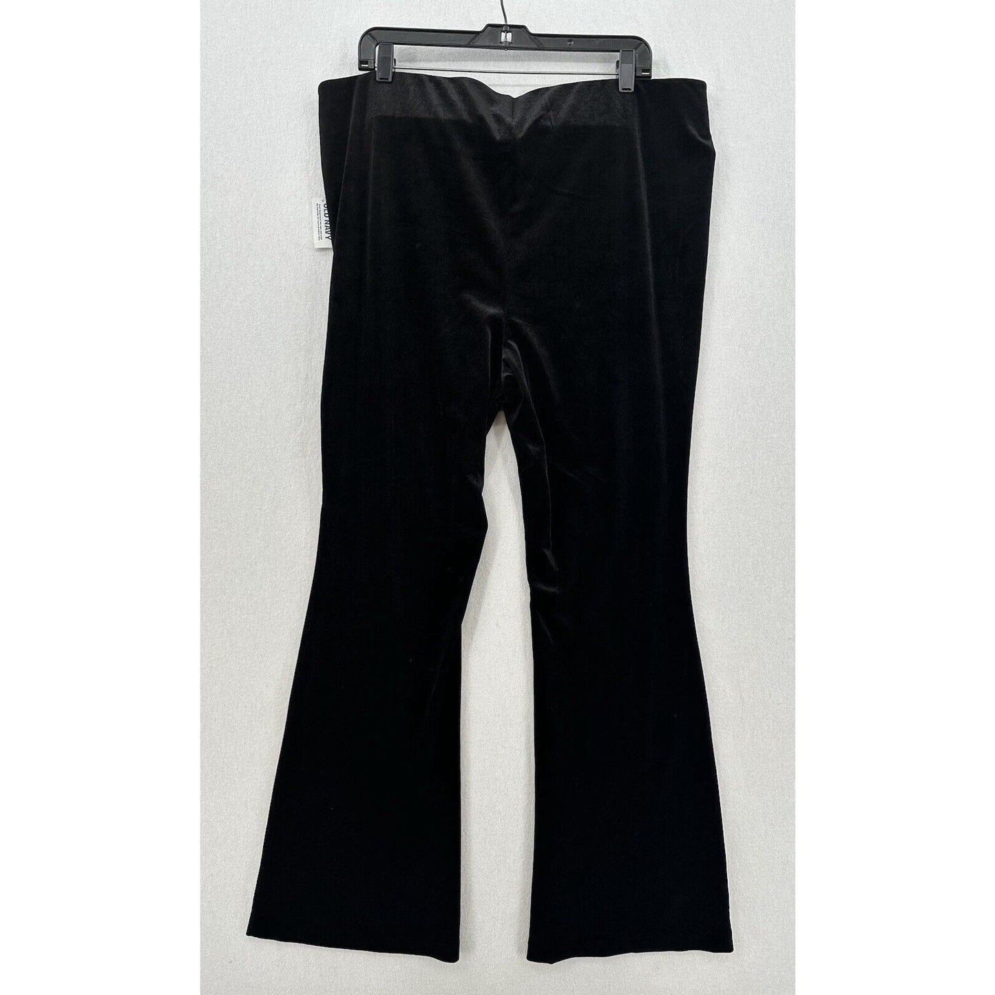 Old Navy Velvet Pants Women 2X High Rise Flare Black Pull On Witch Boho Goth NEW