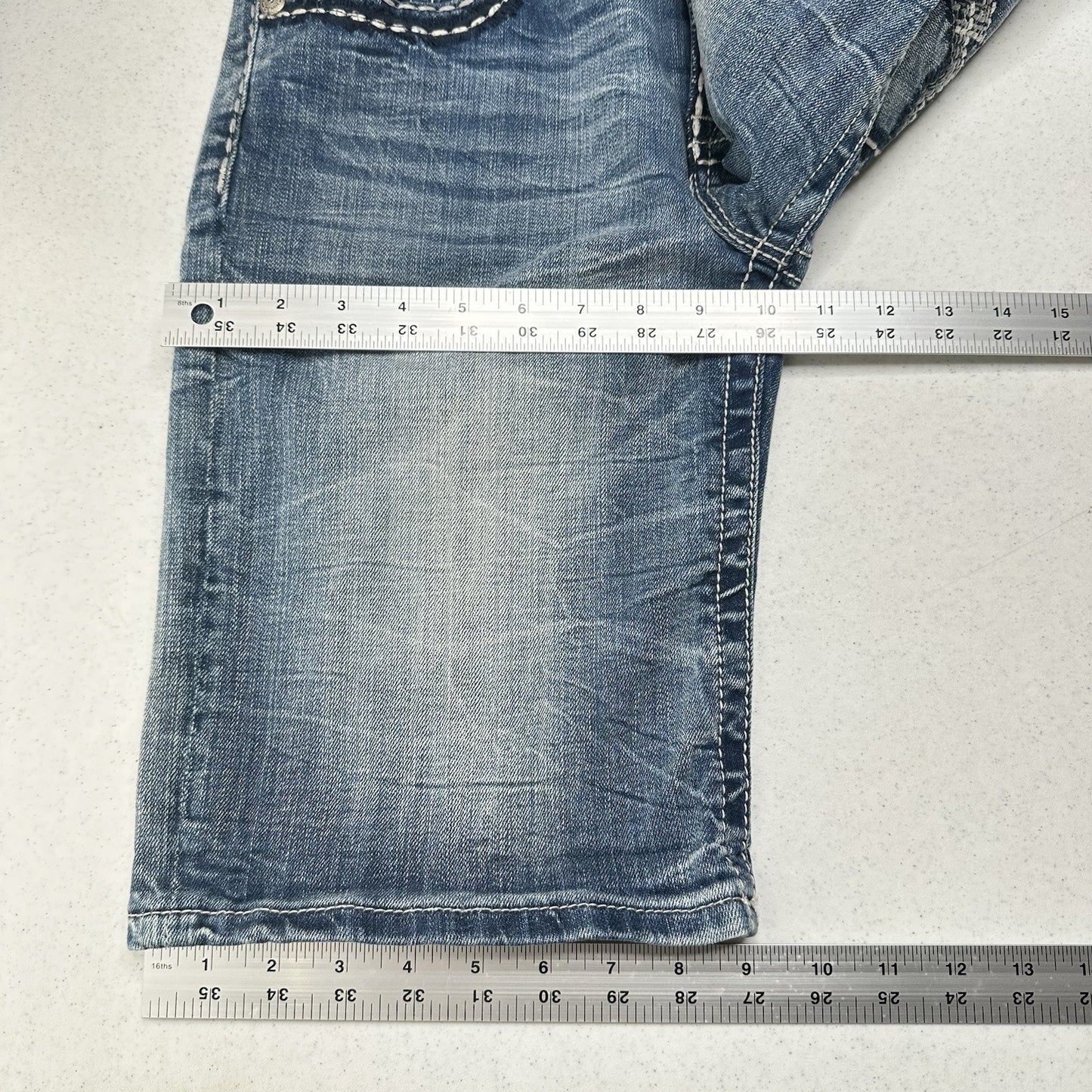 Miss Me Shorts Womens 28 Boyfriend Bermuda Blue Jean Denim Y2K Western Modest