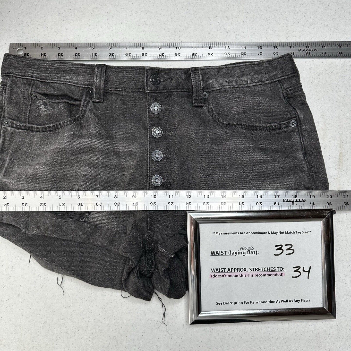 We The Free People Shorts Womens 30 Faded Black Denim Button Fly Anthropologie