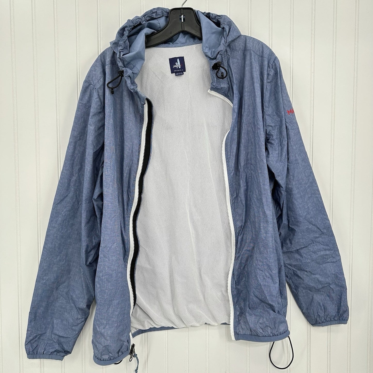 Johnnie O Jacket Mens Medium Dakota Packable Rain Windbreaker Coat Blue *Marks