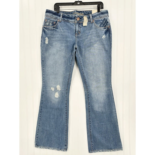 American Eagle Jeans 14 Long Artist Flare Lowrise Vintage Denim Distressed NEW