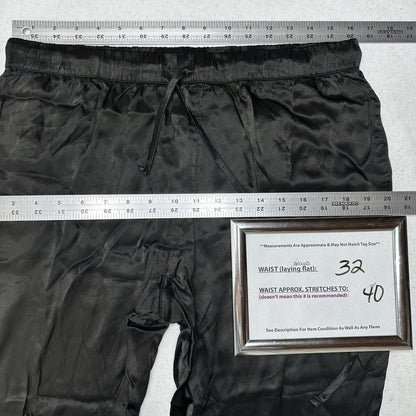 Enza Costa Pants 3 Womens Large Jogger Rayon Satin Black Pull On Ankle EUC