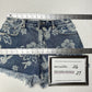 PlayBoy Pacsun Shorts Womens 27 Blue Jean Denim Fringe 90s Grunge Floral Bunny