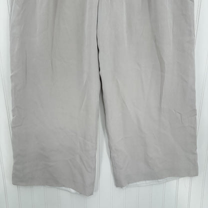 Lafayette 148 Pants Women 12 Petite Silk Wide Leg Light Gray Lined Coastal *Flaw