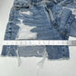 American Eagle Shorts 14 Highest Rise Baggy Midi Blue Denim Distressed Grunge