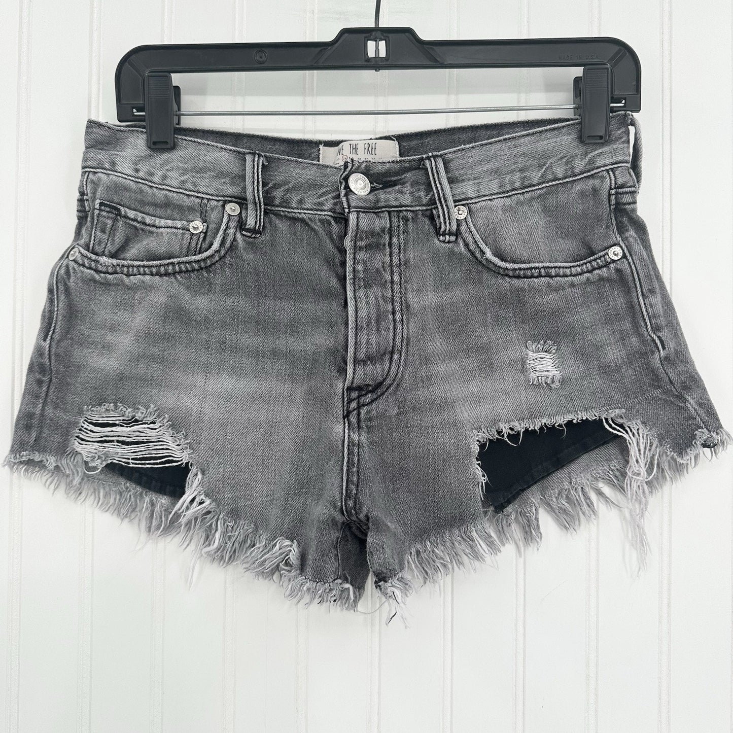 We The Free People Shorts Womens 26 Faded Gray Denim Button Fly Anthropologie