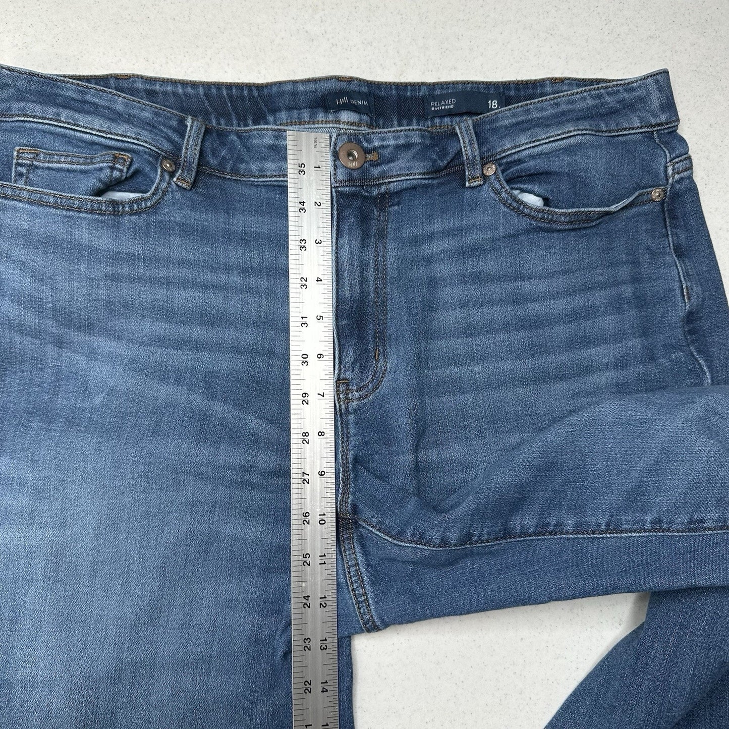 J Jill Jeans Womens 18 Relaxed Boyfriend Blue Stretch Denim Comfort Medium Wash