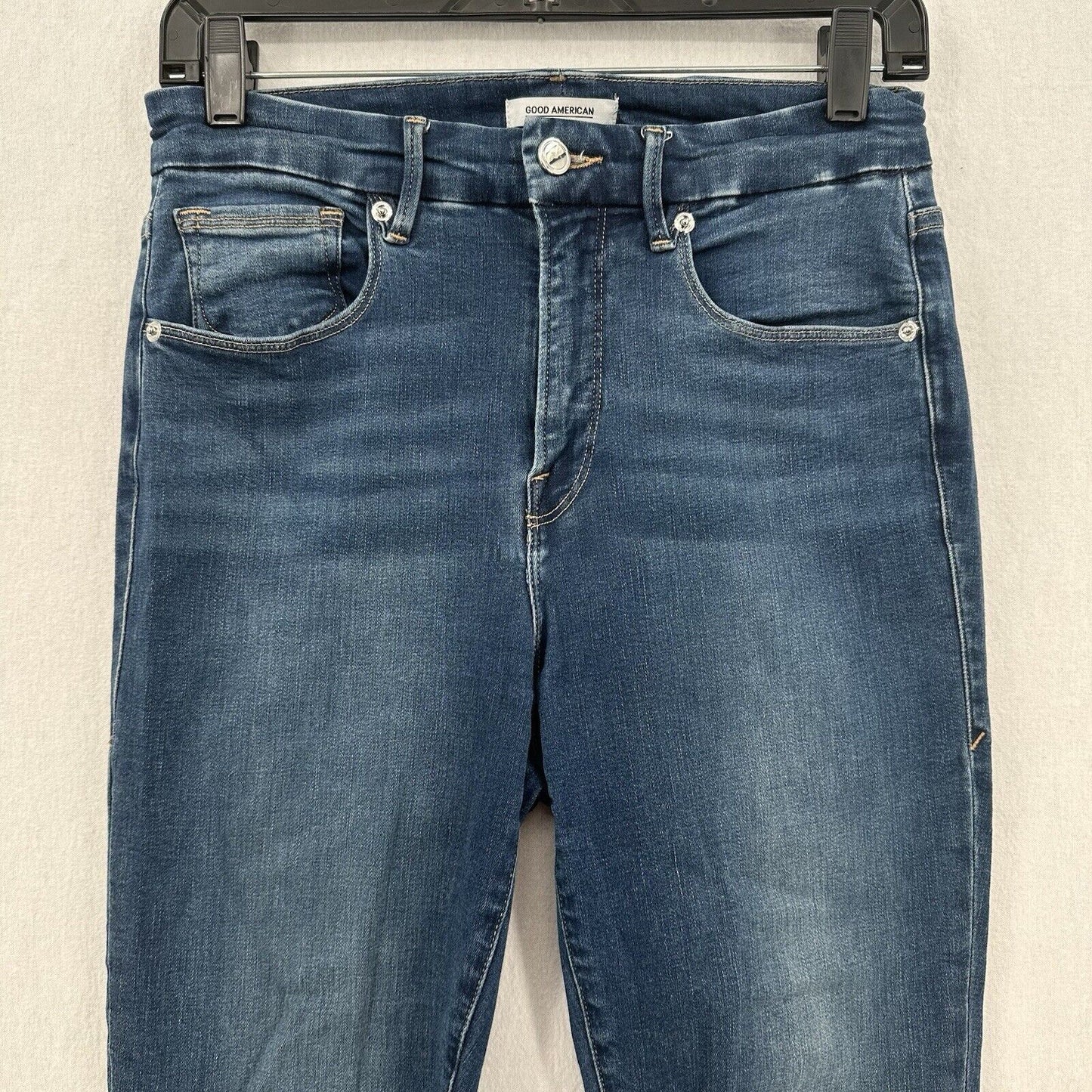 Good American Jeans Womens 8 29 Good Waist Crop Skinny Ankle Blue Denim Fray