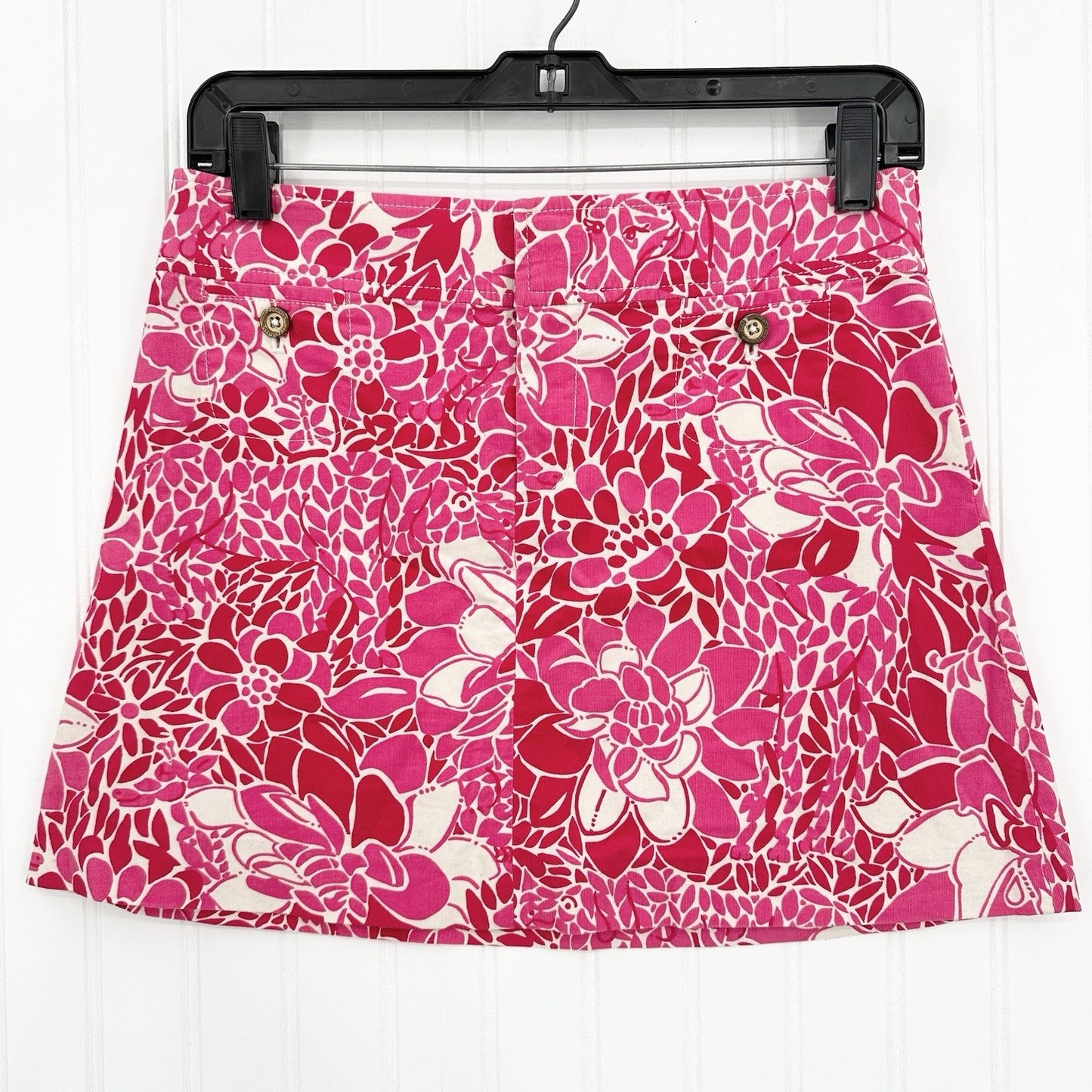 Lilly Pulitzer Skirt Womens 0 Corduroy Pink Floral Coastal Golf Barbie Beach