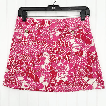 Lilly Pulitzer Skirt Womens 0 Corduroy Pink Floral Coastal Golf Barbie Beach
