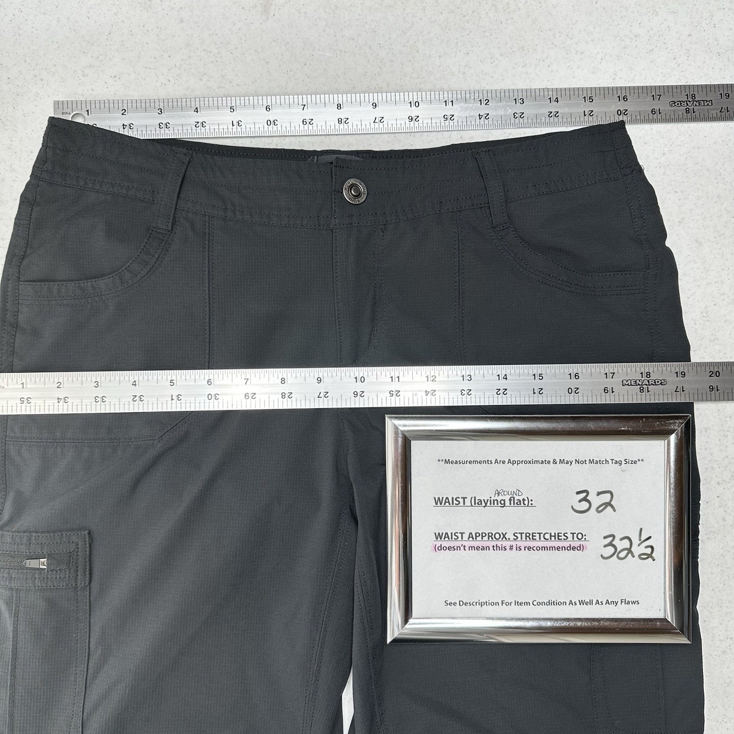 Kuhl Pants Womens 10 Convertible Horizn Recco Black Hiking Zip Off Shorts EUC