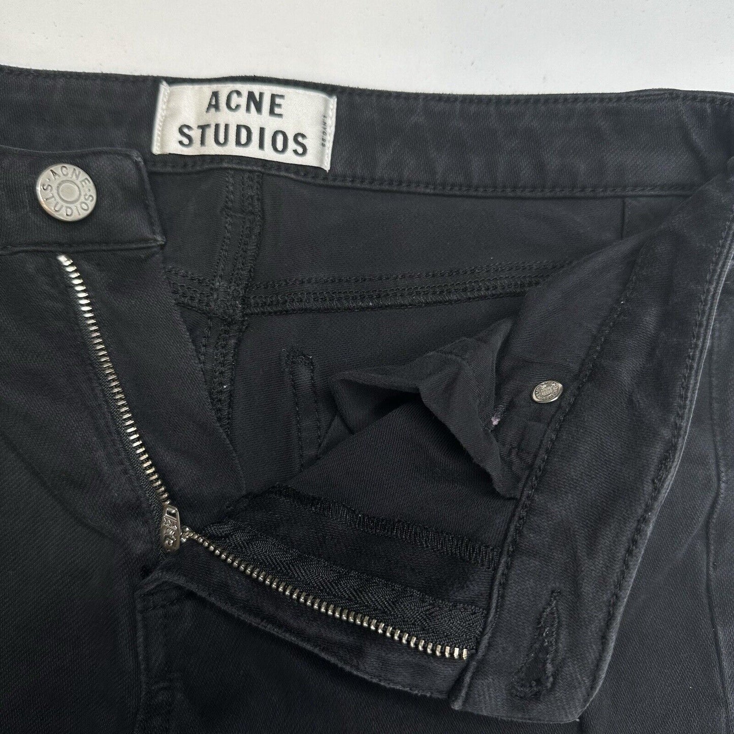 Acne Studios Jeans Womens 27 Skinny Black Skin 5 Stretch Denim *Flaw