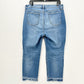 Chicos Jeans 2 US 12 So Slimming Girlfriend Slim Leg Crop Blue Denim Fray *Spot