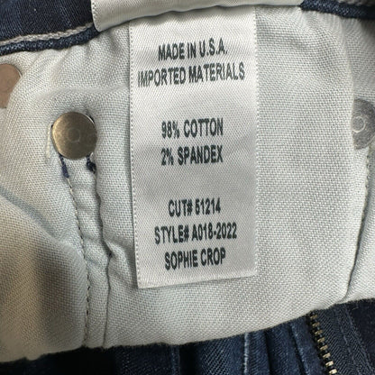 AGOLDE Jeans Womens 28 Sophie Crop Blue Denim Dark Wash Skinny Raw Hem Fray