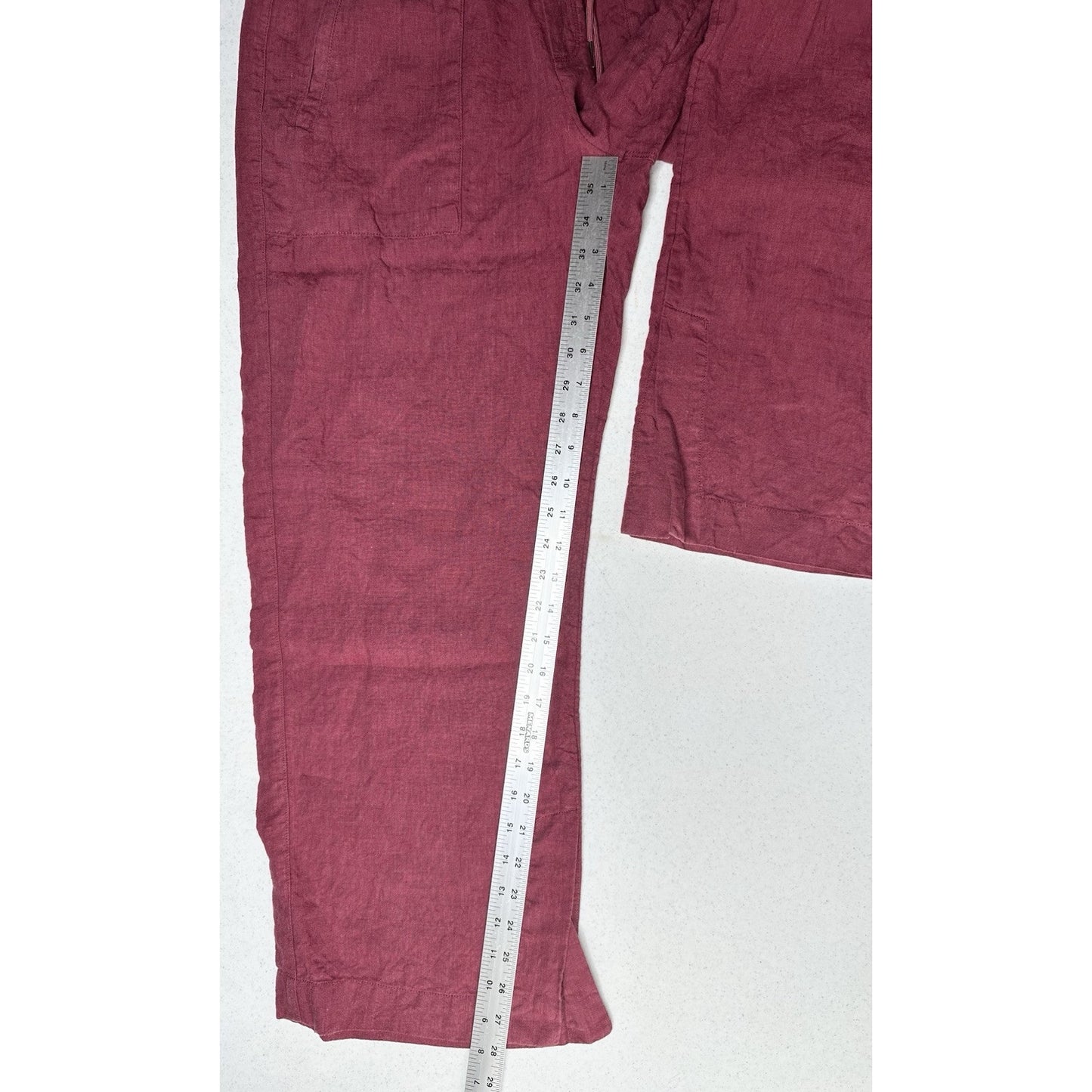 Athleta Pants Womens 6P Retreat Linen Wide Leg Maroon Coastal Beach Lagenlook