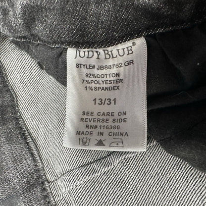 Judy Blue Jeans Womens 13 31 Wide Leg Crop High Rise Gray Denim Boho Grunge EUC