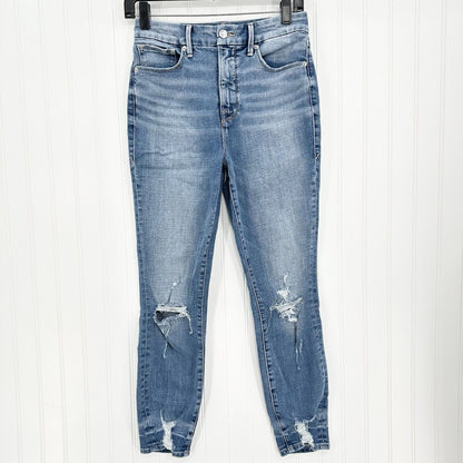 Good American Jeans Women 6 28 Good Waist Crop Skinny Ankle Blue Denim Distress