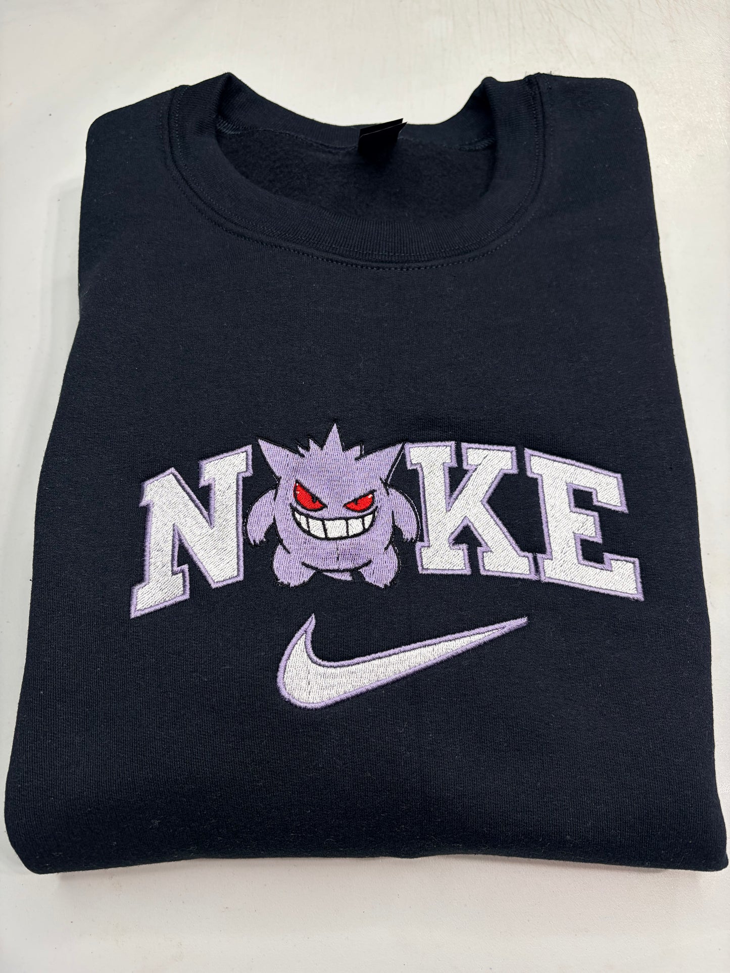 Nike Pokemon Gengar Embroidered ADULT Hoodie / Crewneck Sweatshirt Unisex Video Gamer Gift
