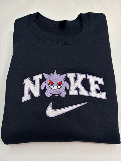 Nike Pokemon Gengar Embroidered ADULT Hoodie / Crewneck Sweatshirt Unisex Video Gamer Gift