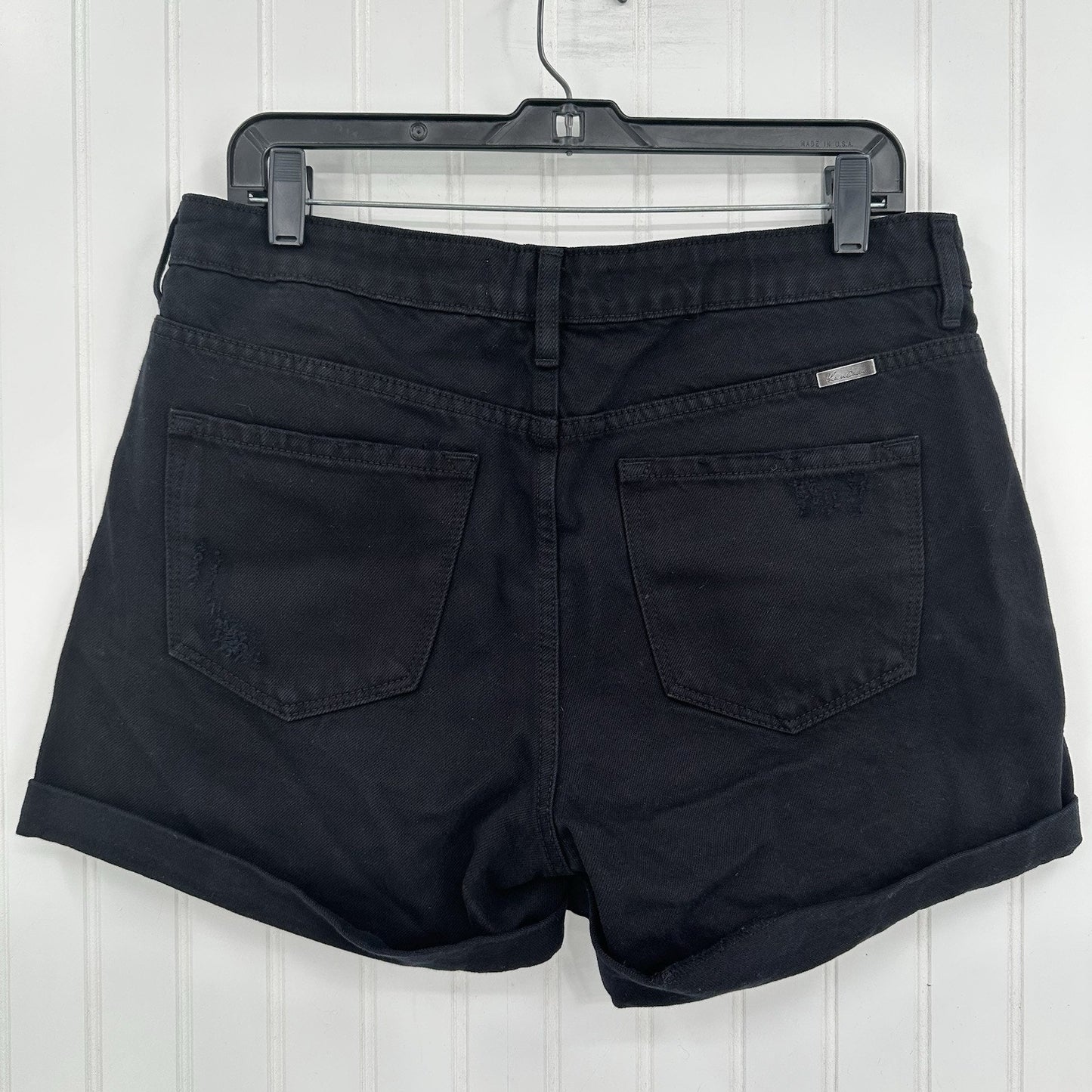 Kancan Shorts Womens Large High Rise Cuffed Black Jean Denim Distress Grunge EUC