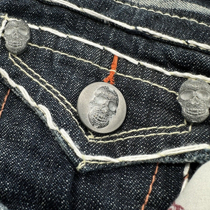 Laguna Beach Jeans Mens 33 Blue Relaxed Loose Straight Denim Skulls Y2K Grunge