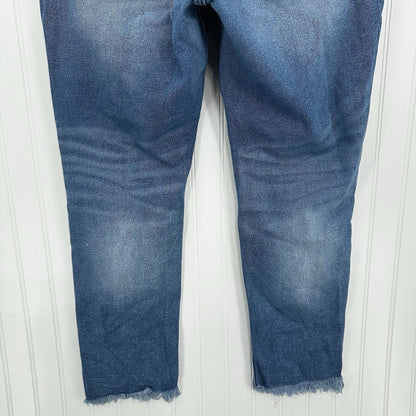 Kancan Jeans Womens 16 Straight Ankle Blue Denim Distressed Fray 90s Grunge