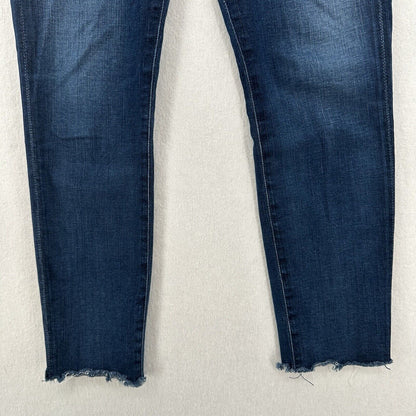 AGOLDE Jeans Womens 28 Sophie Crop Blue Denim Dark Wash Skinny Raw Hem Fray