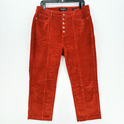 Judy Blue Jeans Womens 15 32 Corduroy Ankle Straight Rust Red Orange Preppy EUC