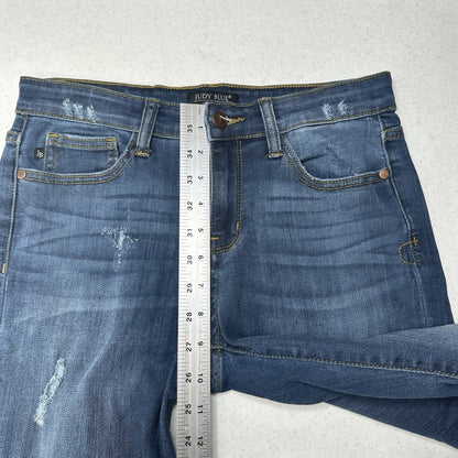 Judy Blue Jeans Womens 9 29 Relaxed Fit Blue Stretch Denim Dark Wash Distressed