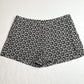 Diane Von Furstenberg Silk Shorts Womens 4 Black/White Floral Zip Front Pockets